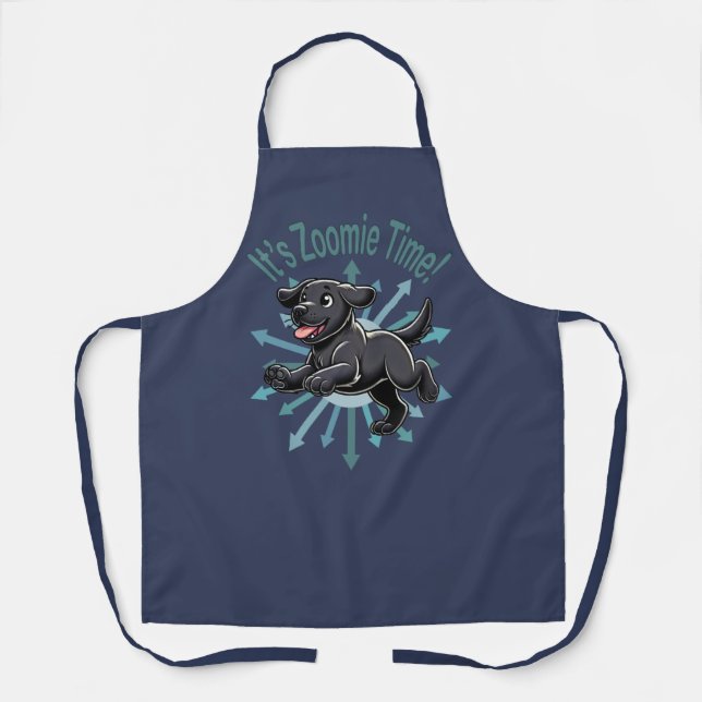 It’s Zoomie Time Black Lab Apron (Front)