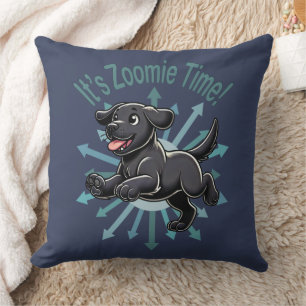 It’s Zoomie Time Black Lab Throw Pillow