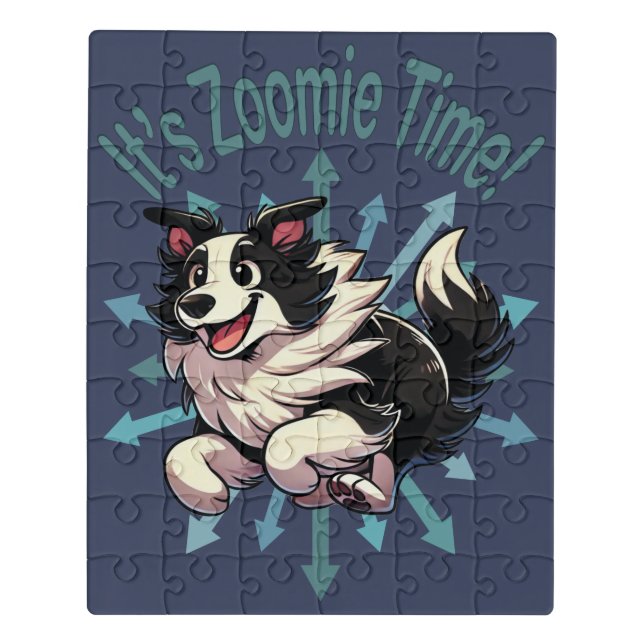 It’s Zoomie Time Border Collie Jigsaw Puzzle (Puzzle Vertical)