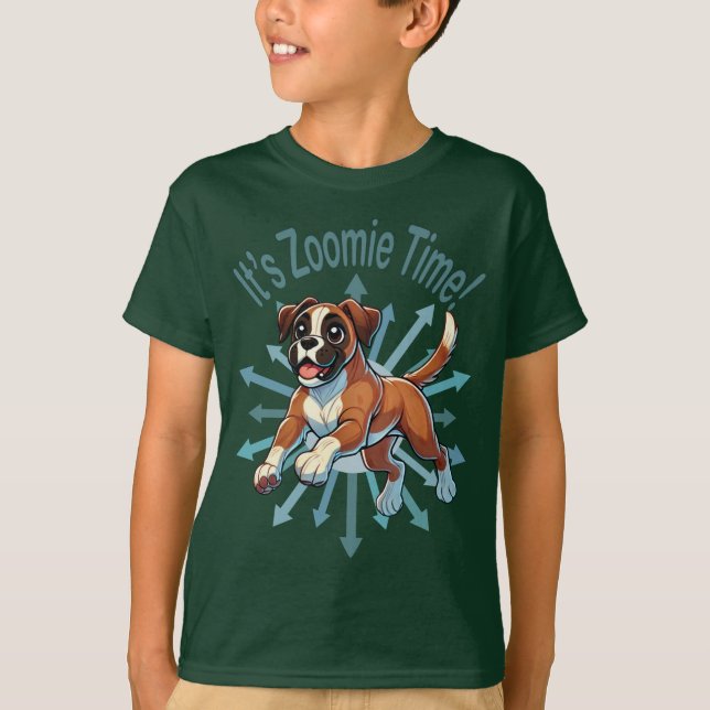 It’s Zoomie Time Boxer T-Shirt (Front)