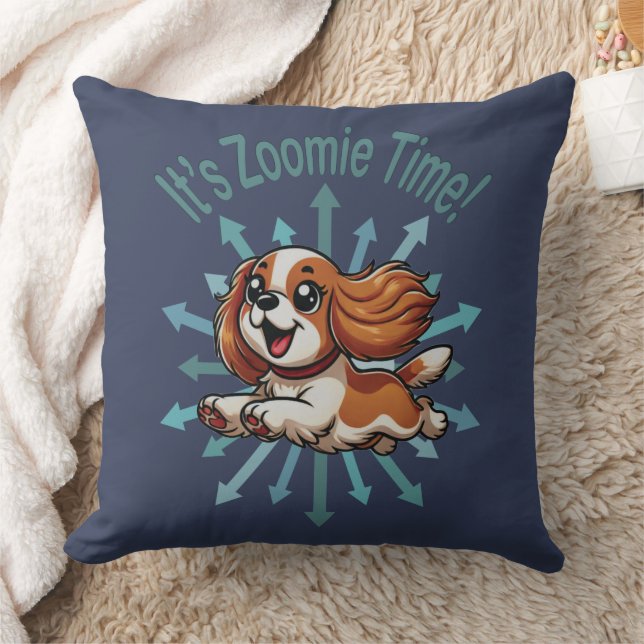 It’s Zoomie Time Cavalier Spaniel Throw Pillow (Blanket)