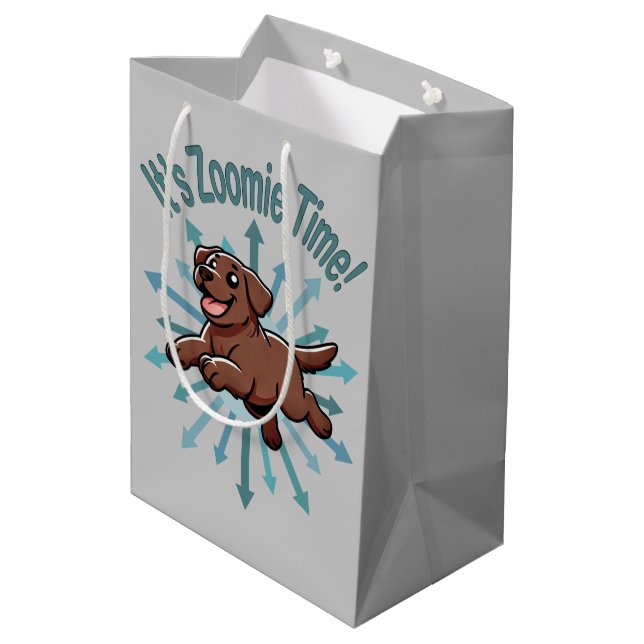 It’s Zoomie Time Chocolate Lab Medium Gift Bag (Back Angled)