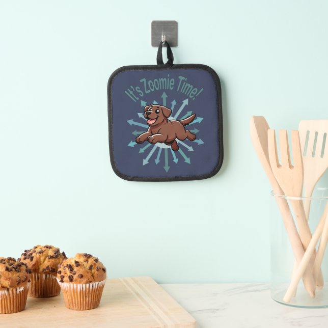 It’s Zoomie Time Chocolate Lab Pot Holder (Insitu(Hanging))