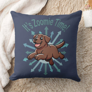 It’s Zoomie Time Chocolate Lab Throw Pillow