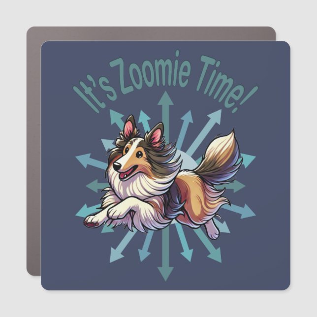It’s Zoomie Time Collie Car Magnet (Front)