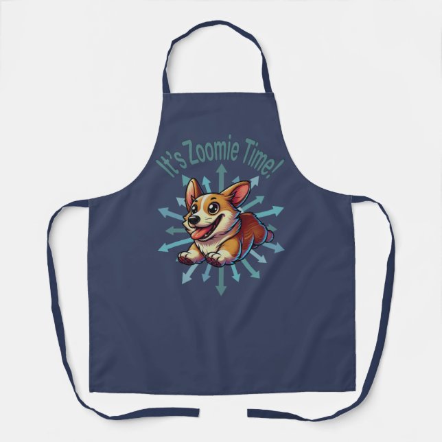 It’s Zoomie Time Corgi Apron (Front)