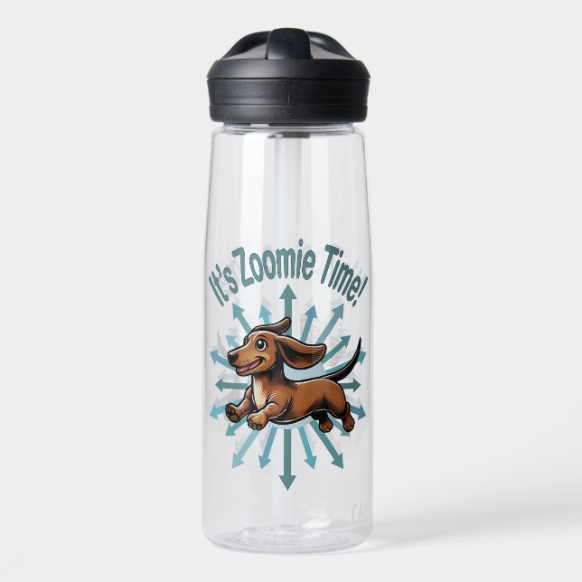 It’s Zoomie Time Dachshund Water Bottle (Front)
