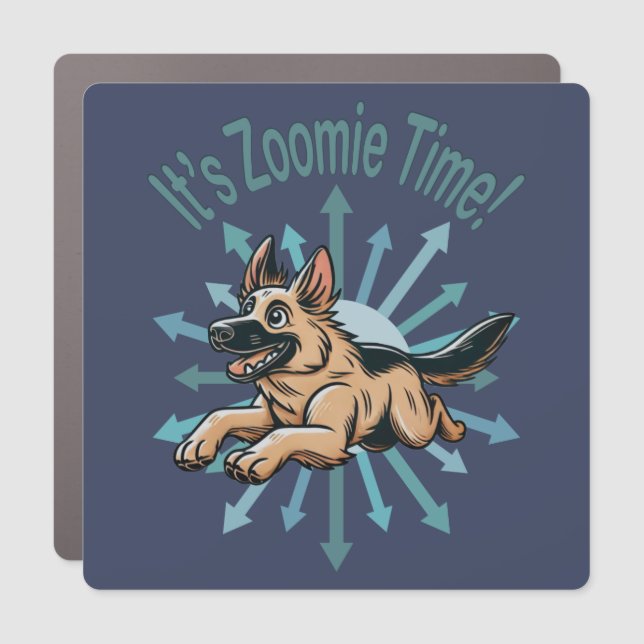It’s Zoomie Time German Shepherd Car Magnet (Front)