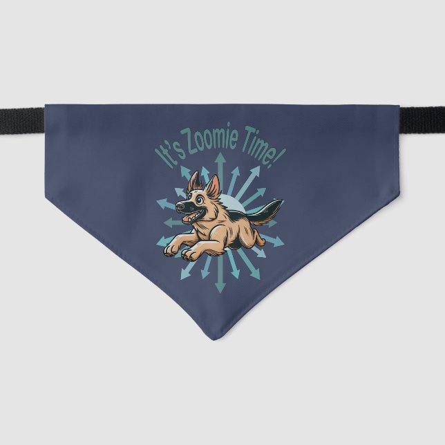 It’s Zoomie Time German Shepherd Pet Bandana Collar (Front)