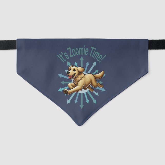 It’s Zoomie Time Golden Retriever Pet Bandana Collar (Front)
