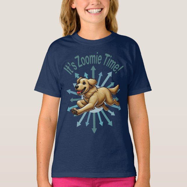 It’s Zoomie Time Golden Retriever T-Shirt (Front)