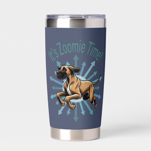 It’s Zoomie Time Great Dane Insulated Tumbler (Front)