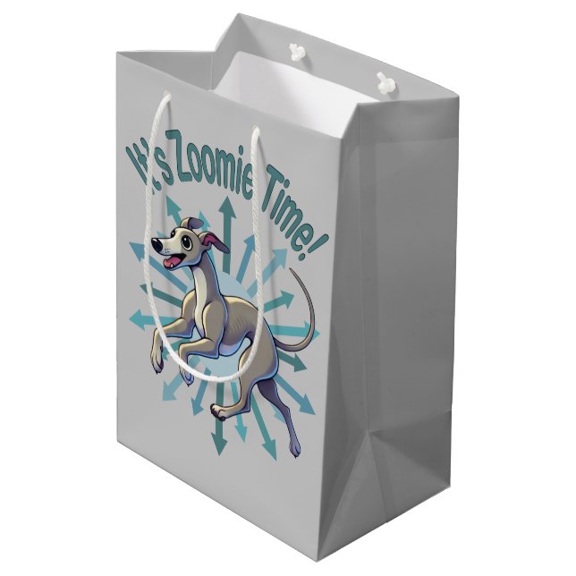 It’s Zoomie Time Greyhound Medium Gift Bag (Back Angled)