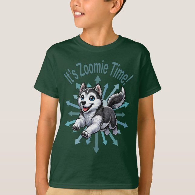 It’s Zoomie Time Husky T-Shirt (Front)