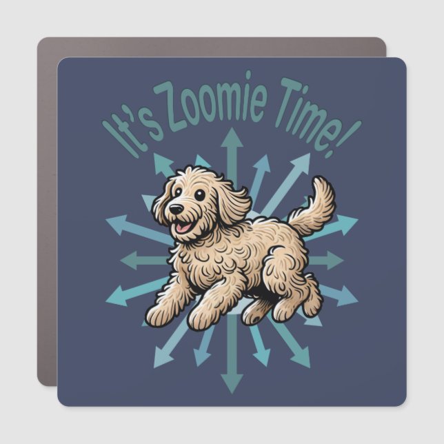 It’s Zoomie Time Labradoodle Car Magnet (Front)