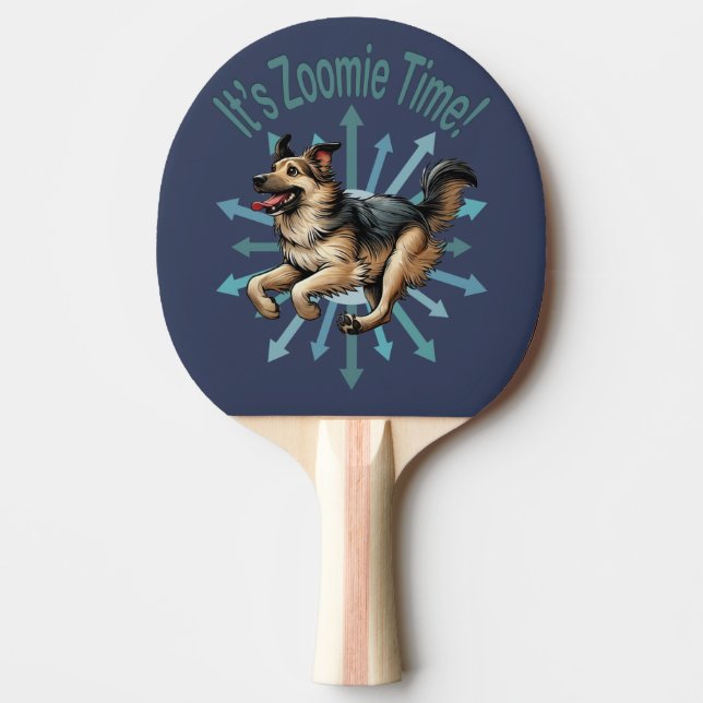 It’s Zoomie Time Large Mutt Ping Pong Paddle (Front)