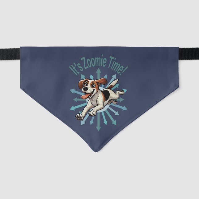 It’s Zoomie Time Medium Beagle Mutt Pet Bandana Collar (Front)