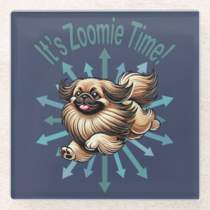 It’s Zoomie Time Pekingese Glass Coaster