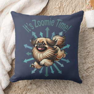 It’s Zoomie Time Pekingese Throw Pillow
