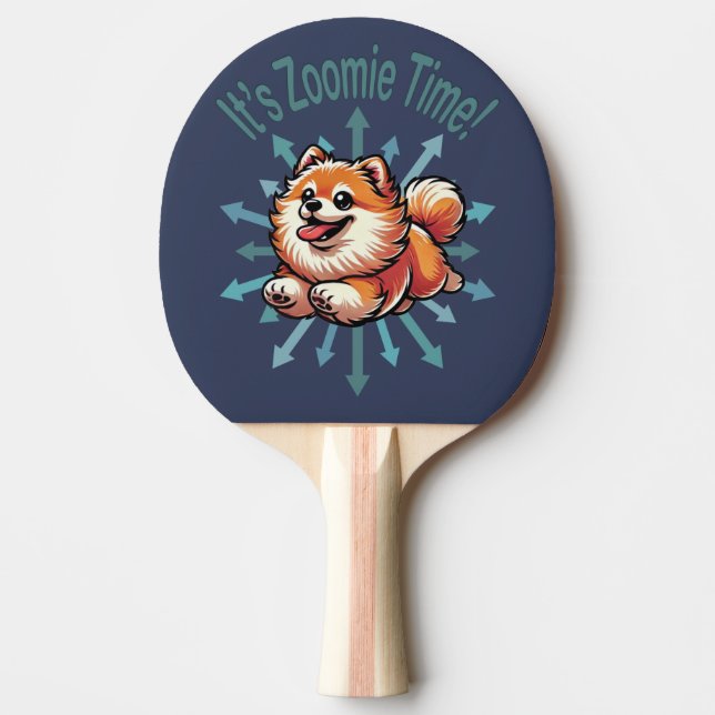 It’s Zoomie Time Pomeranian Ping Pong Paddle (Front)