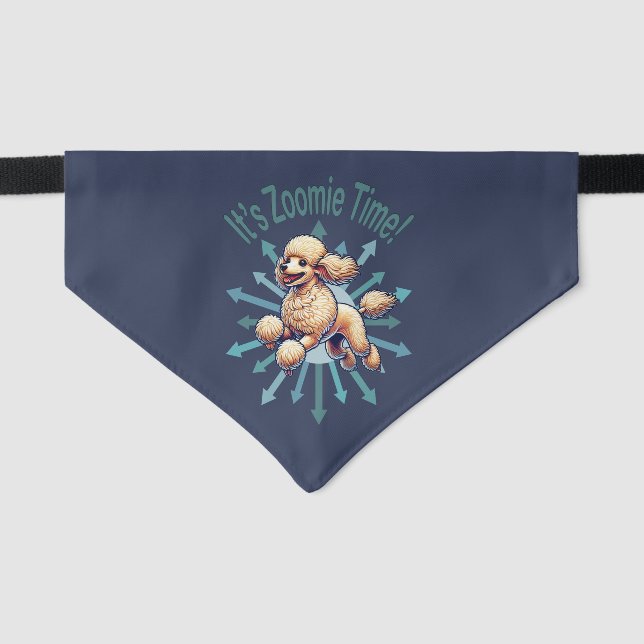 It’s Zoomie Time Poodle Pet Bandana Collar (Front)