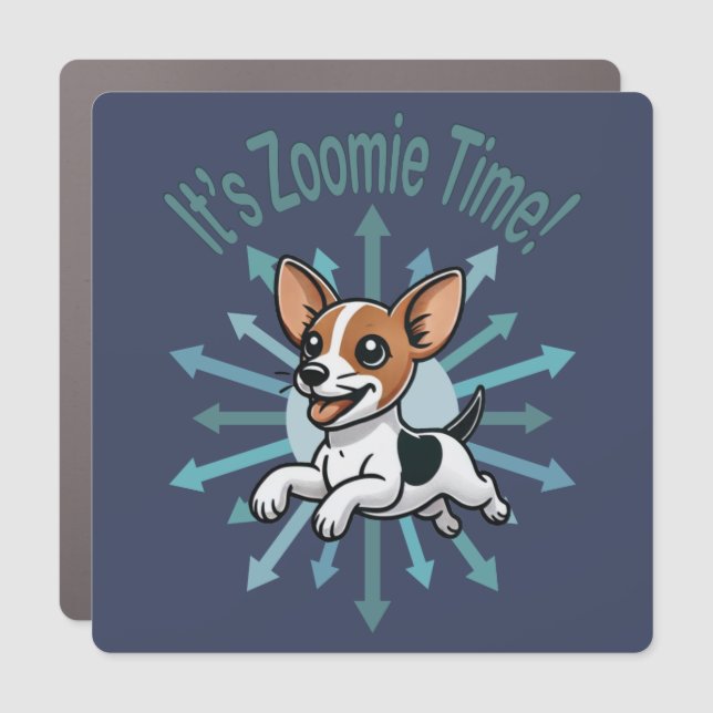 It’s Zoomie Time Rat Terrier Car Magnet (Front)
