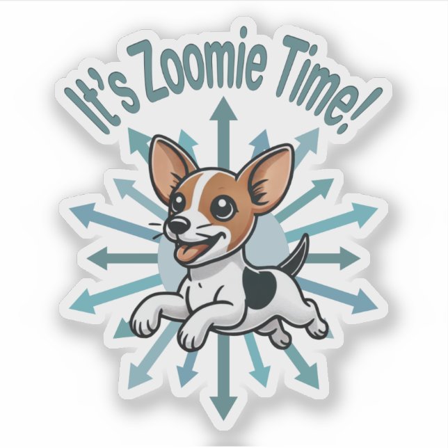 It’s Zoomie Time Rat Terrier Sticker (Front)