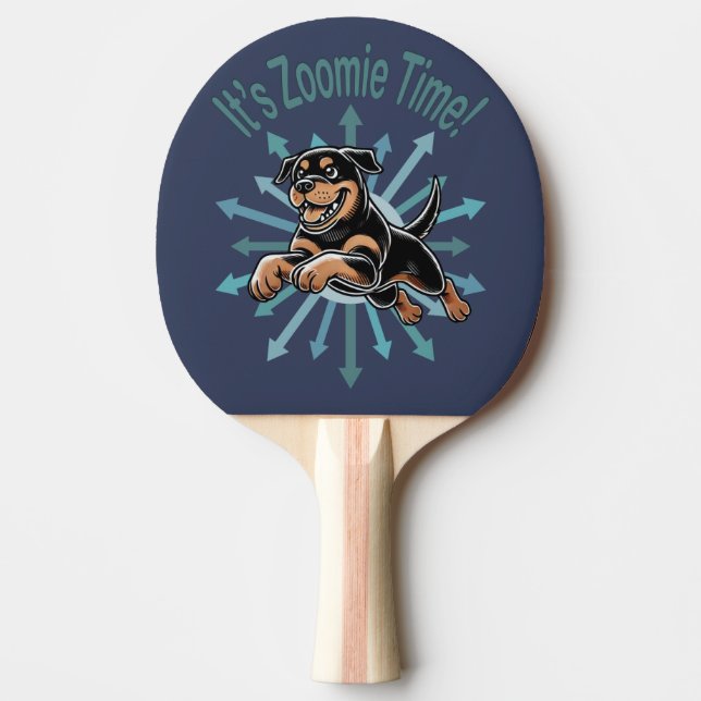 It’s Zoomie Time Rottweiler Ping Pong Paddle (Front)