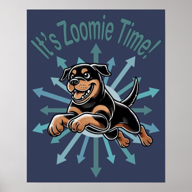 It’s Zoomie Time Rottweiler Poster (Front)