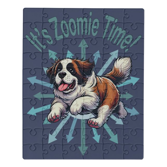 It’s Zoomie Time Saint Bernard Jigsaw Puzzle (Puzzle Vertical)
