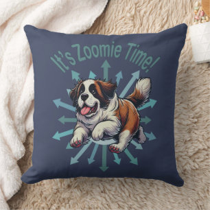 It’s Zoomie Time Saint Bernard Throw Pillow