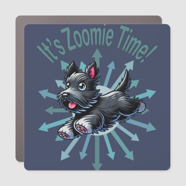 It’s Zoomie Time Scottish Terrier Car Magnet (Front)