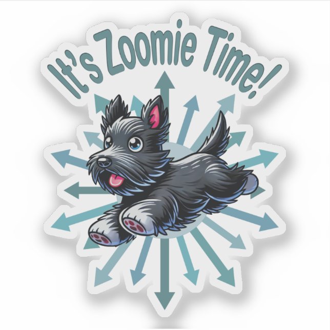 It’s Zoomie Time Scottish Terrier Sticker (Front)