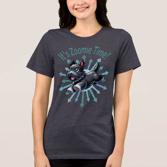 It’s Zoomie Time Scottish Terrier Tri-Blend Shirt (Front)