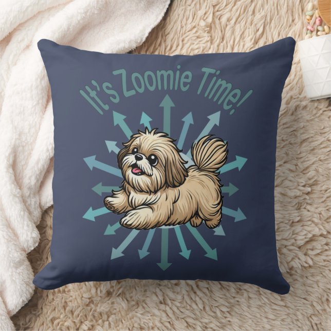It’s Zoomie Time Shih Tzu Throw Pillow (Blanket)
