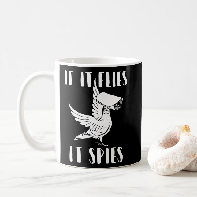 It Spies Conspiracy Theory Birds Aren’t Real Coffee Mug (With Donut)