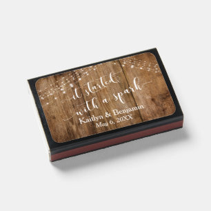 It Started with a Spark Rustic Wood & Lights Matchboxes