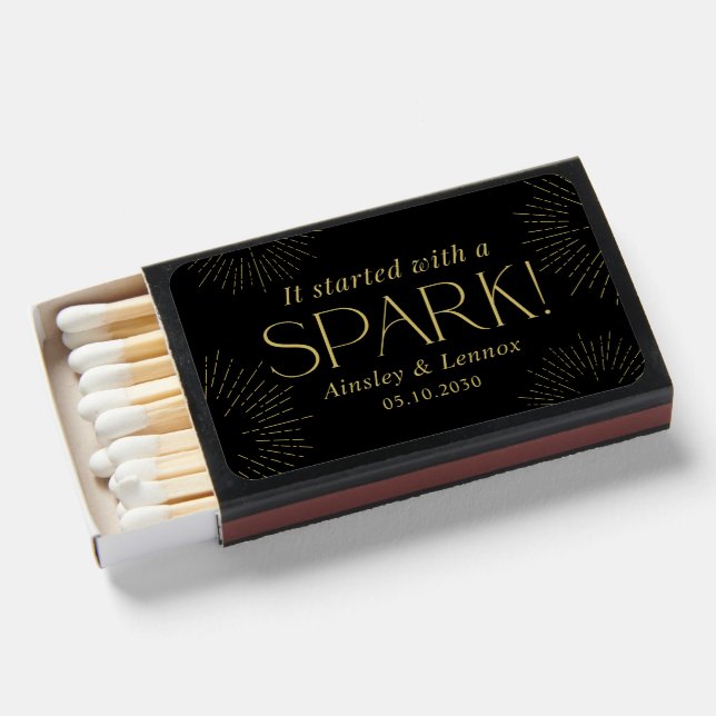 It Started With A Spark Wedding Favor Matchboxes (Front Open)