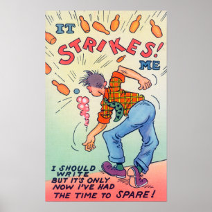 It Strikes Me, Cartoon Man Bowling Poster