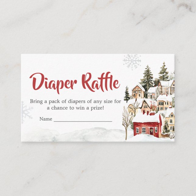 It Take a Village Baby Shower Diaper Raffle Enclosure Card (Front)