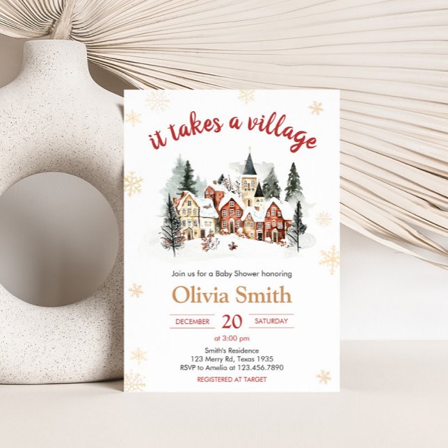 It Take a Village Winter Baby Shower Invitation (It Take a Village Baby Shower Invitation)