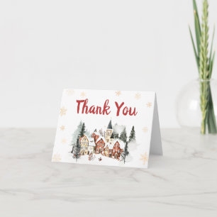 It Take a Village Winter Baby Shower Letterpress Thank You Card