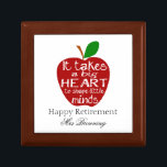 It takes a big heart Happy retirement gift box<br><div class="desc">Happy Retirement gift for teacher with an apple image. Designed by The Arty Apples Limited</div>