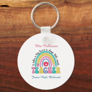 It takes a big heart to shape little minds rainbow keychain
