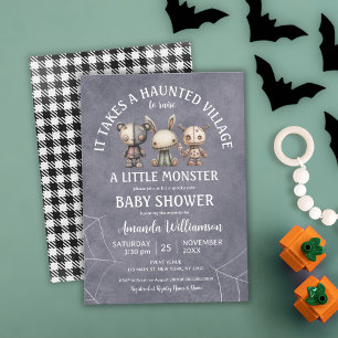 It Takes A Haunted Village Halloween Baby Shower Invitation