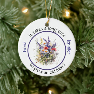 It takes a long time to grow an old friend Bestie  Ceramic Ornament