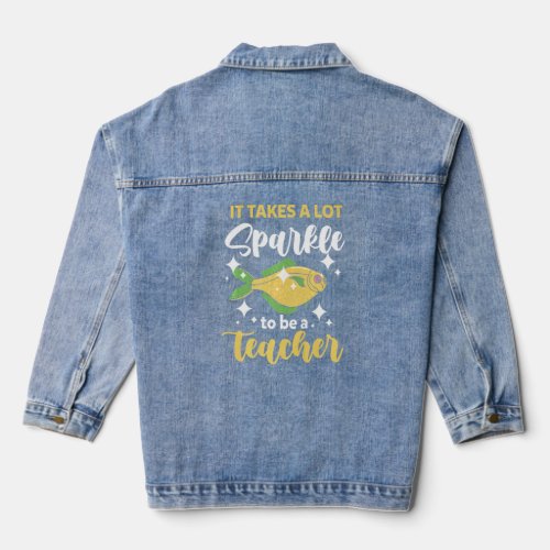 It takes a lot of sparkle to be a Teacher Fishing  Denim Jacket