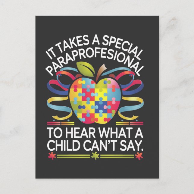 It Takes a Special Paraprofessional Autism  Holiday Postcard (Front)