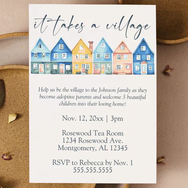 "It Takes a Village" Adoption Foster Care Shower Invitation Zazzle