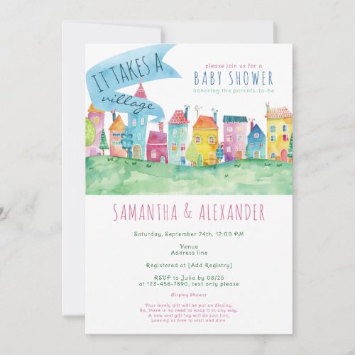 It Takes A Village Adoption Foster IVF Baby Shower Invitation